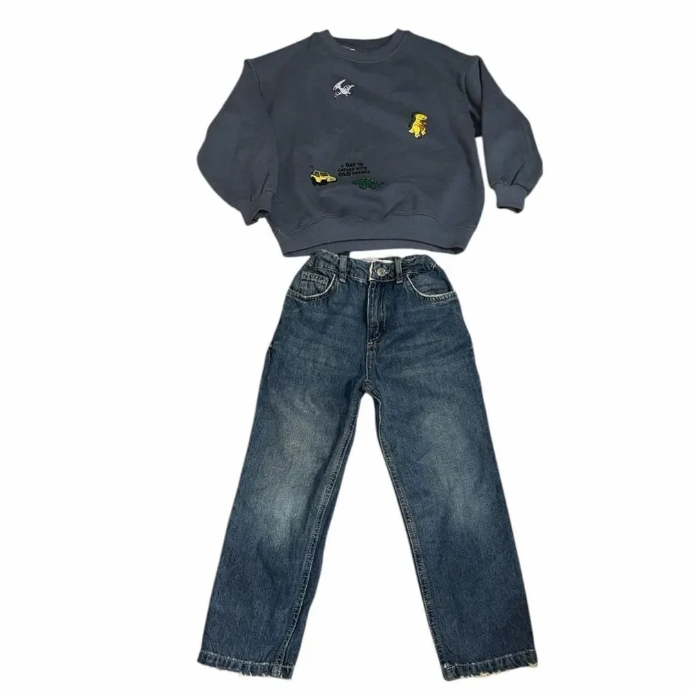 Zara Boys Sweatshirt/Jeans Pants Set(Size 6)